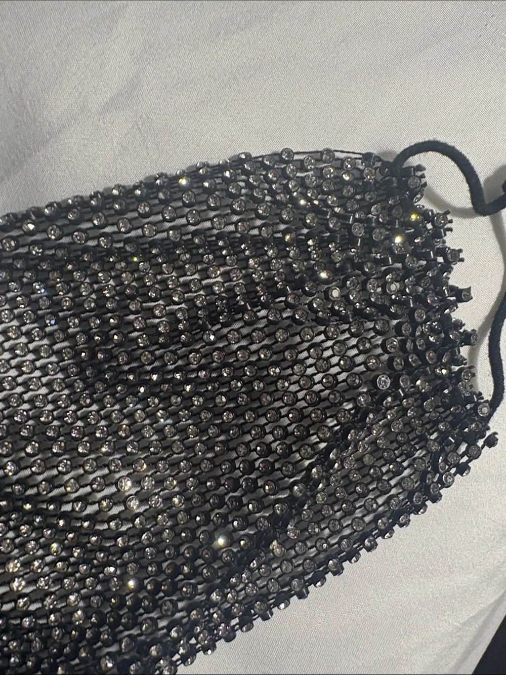 Sparkling Black diamond Beaded Face Mask